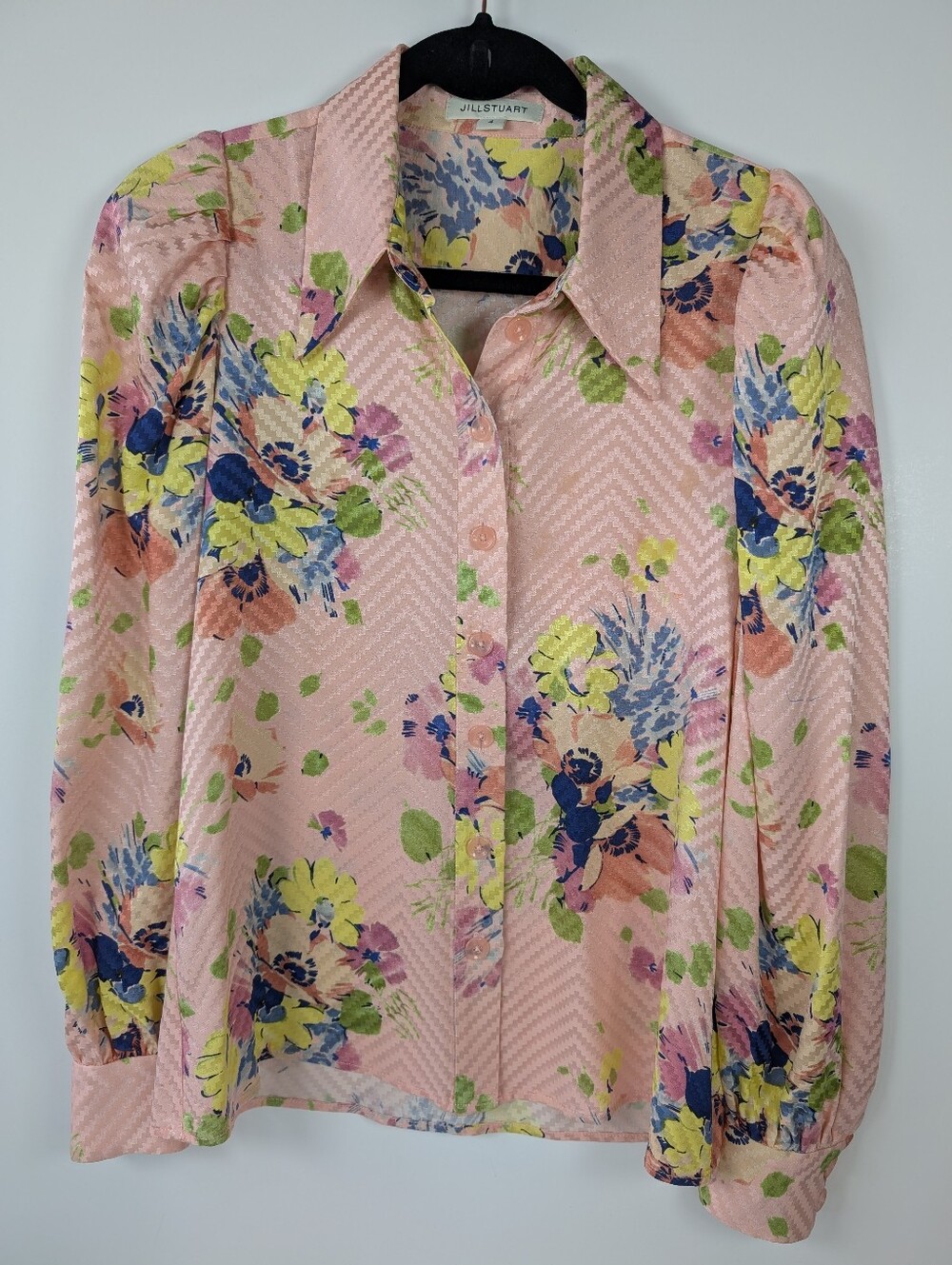 Jill Stuart Pink Floral Button-Front Blouse